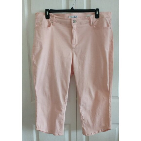 Code Bleu SoHo Hi Rise Cropped Jeans Capri Pockets Pink Stretch  - 18W - Picture 2 of 8